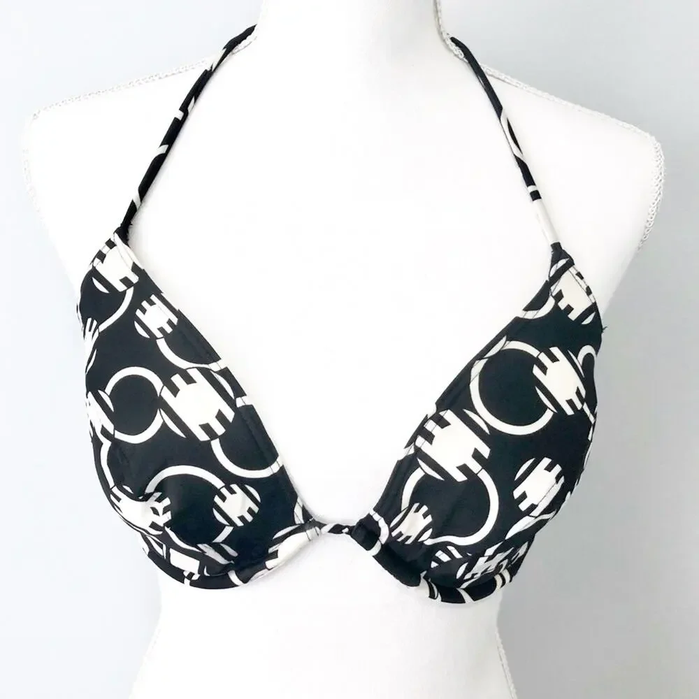 Victoria Secret Black white patterned underwire bikini top 36D swim